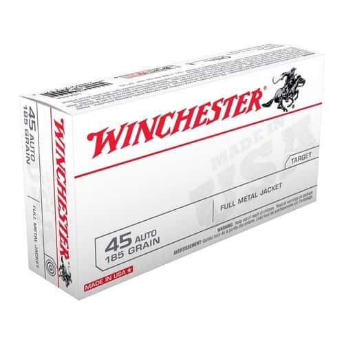Winchester Ammo USA 45 ACP 185 gr Full Metal Jacket Flat Nose (FMJFN) - USA45A Winchester Ammo USA 45 ACP 185 gr Full Metal Jacket Flat Nose (FMJFN) - USA45A