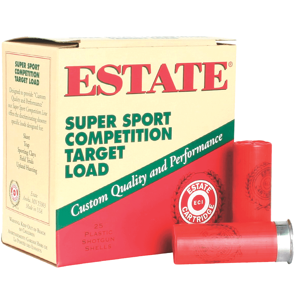 Estate Cartridge Super Sport Competition Target 12 Gauge 2.75" 1 1/8 oz 7.5 Shot 25 Per Box Estate Cartridge Super Sport Competition Target 12 Gauge 2.75" 1 1/8 oz 7.5 Shot 25 Per Box