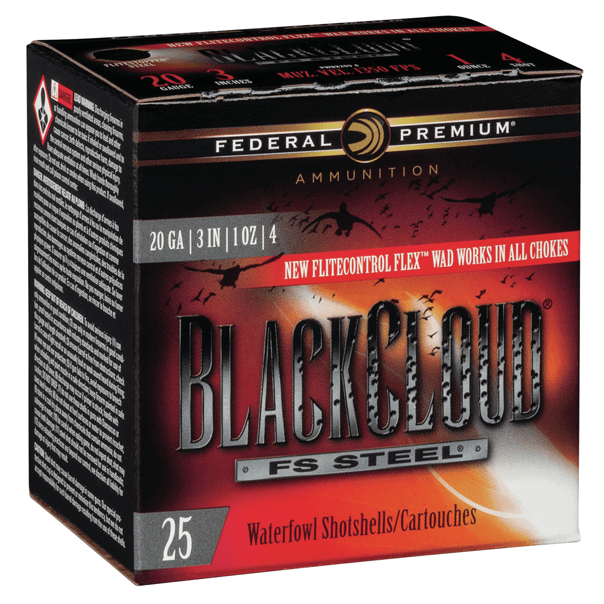 Federal Black Cloud FS 20 Gauge 3" 1 oz 4 Shot 25 Per Box Federal Black Cloud FS 20 Gauge 3" 1 oz 4 Shot 25 Per Box