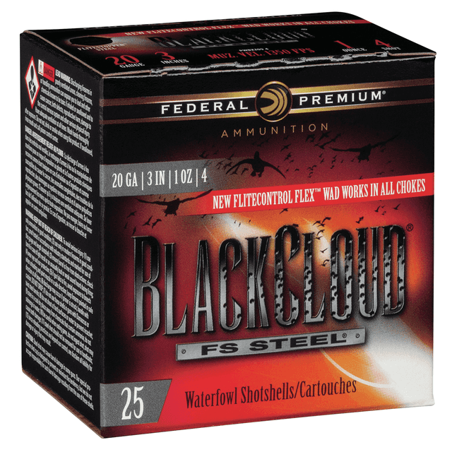 Federal Black Cloud FS 20 Gauge 3" 1 oz 4 Shot 25 Per Box Federal Black Cloud FS 20 Gauge 3" 1 oz 4 Shot 25 Per Box