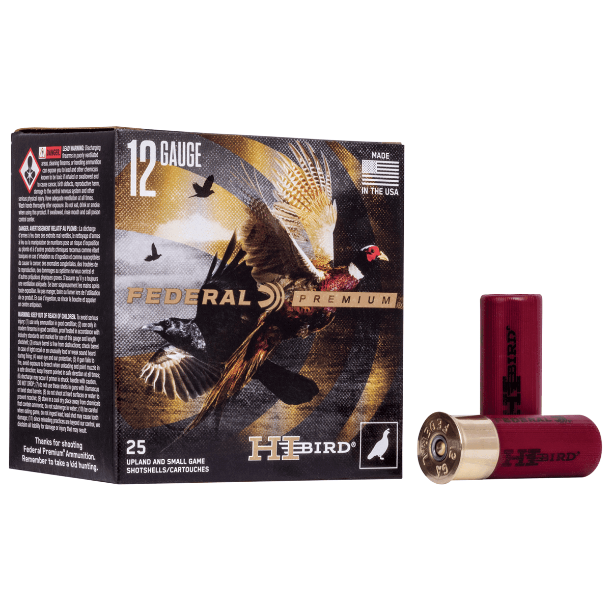 Federal Federal Premium Hi-Bird 12 Gauge 2.75" 1 1/4 oz 5 Shot 25 Per Box Federal Federal Premium Hi-Bird 12 Gauge 2.75" 1 1/4 oz 5 Shot 25 Per Box
