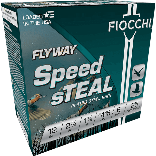 Fiocchi Flyway Speed Steel 12 Gauge 2.75" 1 1/8 oz 6 Shot 25 Per Box Fiocchi Flyway Speed Steel 12 Gauge 2.75" 1 1/8 oz 6 Shot 25 Per Box