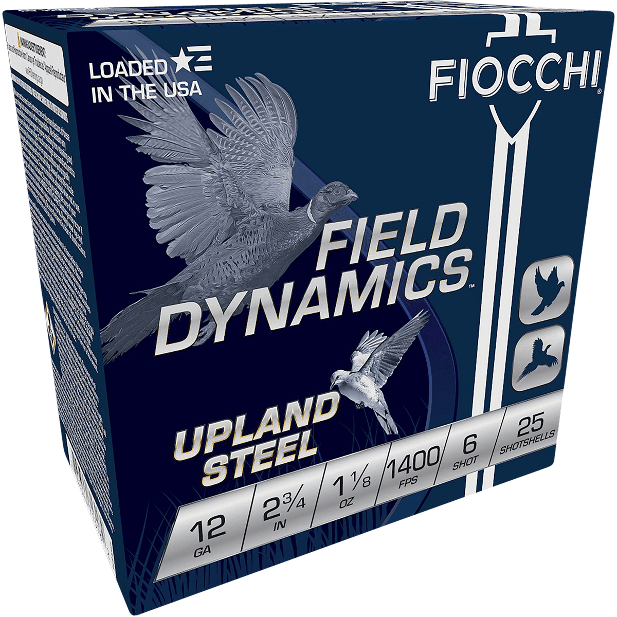 Fiocchi Field Dynamics Upland Steel 12 Gauge 2.75" 1 1/8 oz 6 Shot 25 Per Box Fiocchi Field Dynamics Upland Steel 12 Gauge 2.75" 1 1/8 oz 6 Shot 25 Per Box