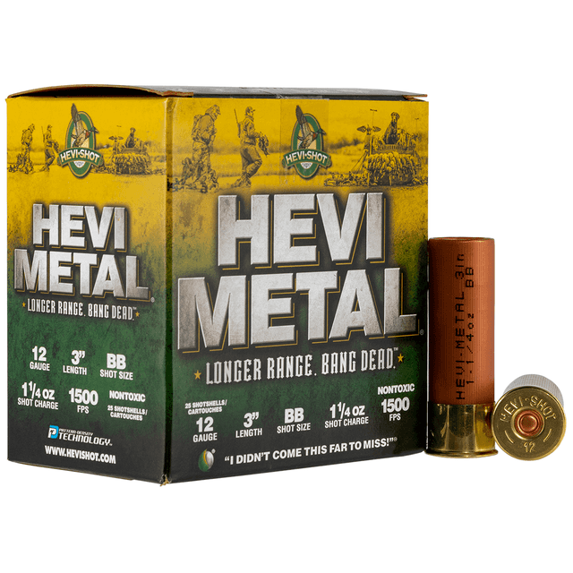 HEVI-Metal HEVI-Metal Longer Range 12 Gauge 3" 1 1/4 oz BB Shot 25 Per Box HEVI-Metal HEVI-Metal Longer Range 12 Gauge 3" 1 1/4 oz BB Shot 25 Per Box