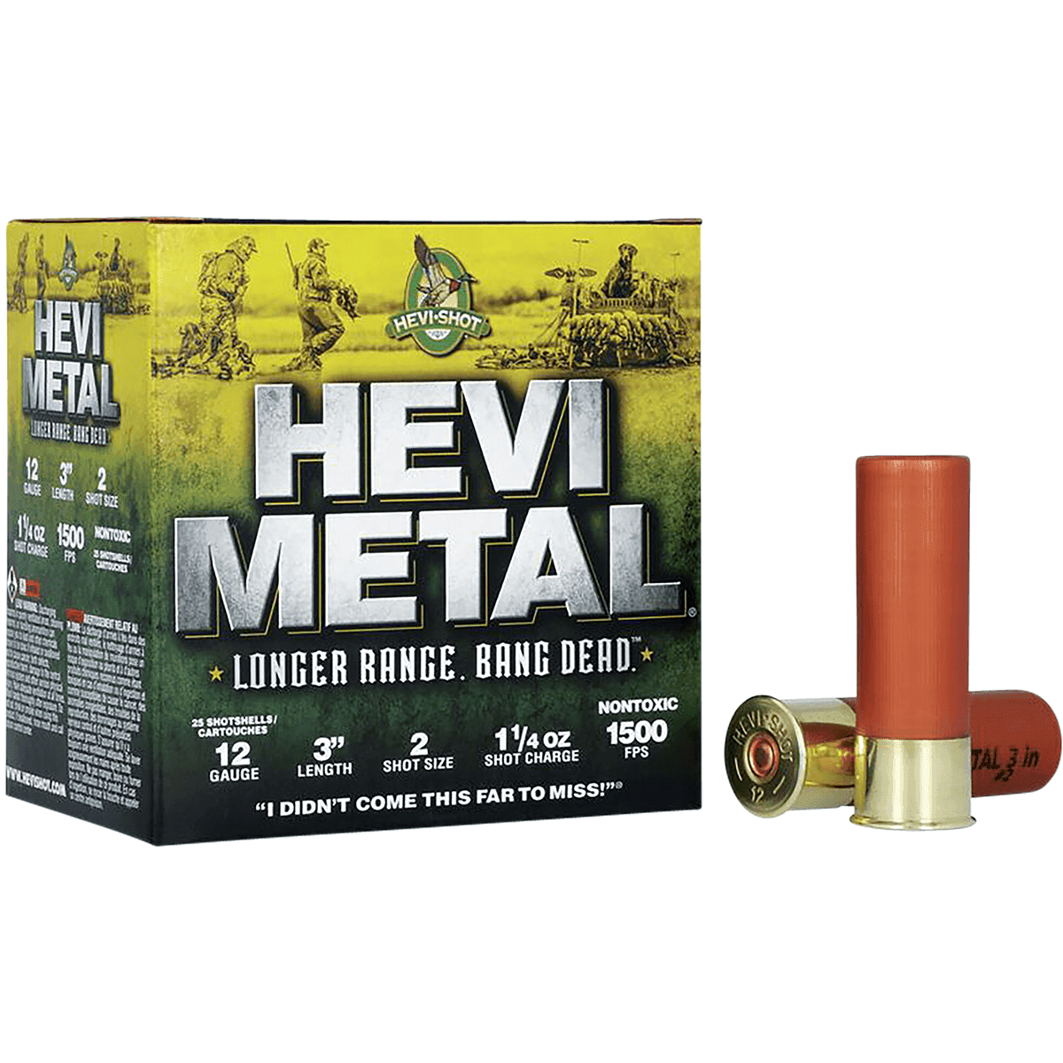 HEVI-Metal HEVI-Metal Longer Range 12 Gauge 3" 1 1/4 oz 2 Shot 25 Per Box HEVI-Metal HEVI-Metal Longer Range 12 Gauge 3" 1 1/4 oz 2 Shot 25 Per Box