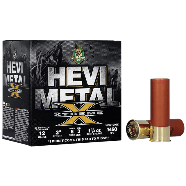 HEVI-Shot HEVI-Metal Extreme 12 Gauge 3" 1 1/4 oz Steel/ Tungsten 6/3 Shot 25 Per Box HEVI-Shot HEVI-Metal Extreme 12 Gauge 3" 1 1/4 oz Steel/ Tungsten 6/3 Shot 25 Per Box