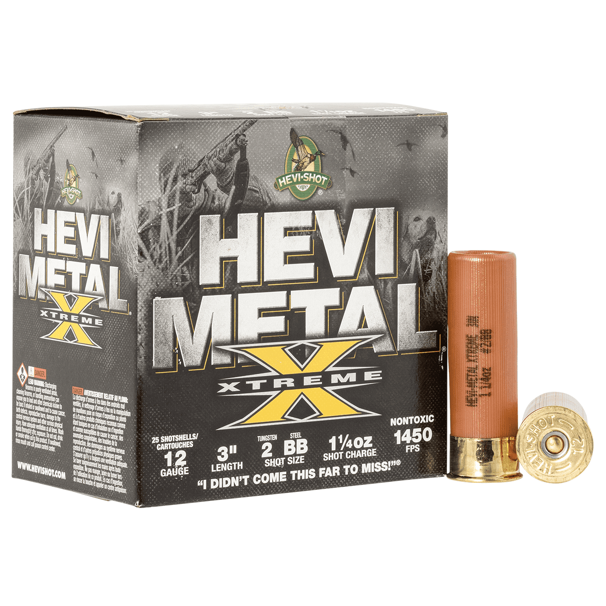 HEVI-Shot HEVI-Metal Extreme 12 Gauge 3" 1 1/4 oz Steel/ Tungsten 2/BB Shot 25 Per Box HEVI-Shot HEVI-Metal Extreme 12 Gauge 3" 1 1/4 oz Steel/ Tungsten 2/BB Shot 25 Per Box