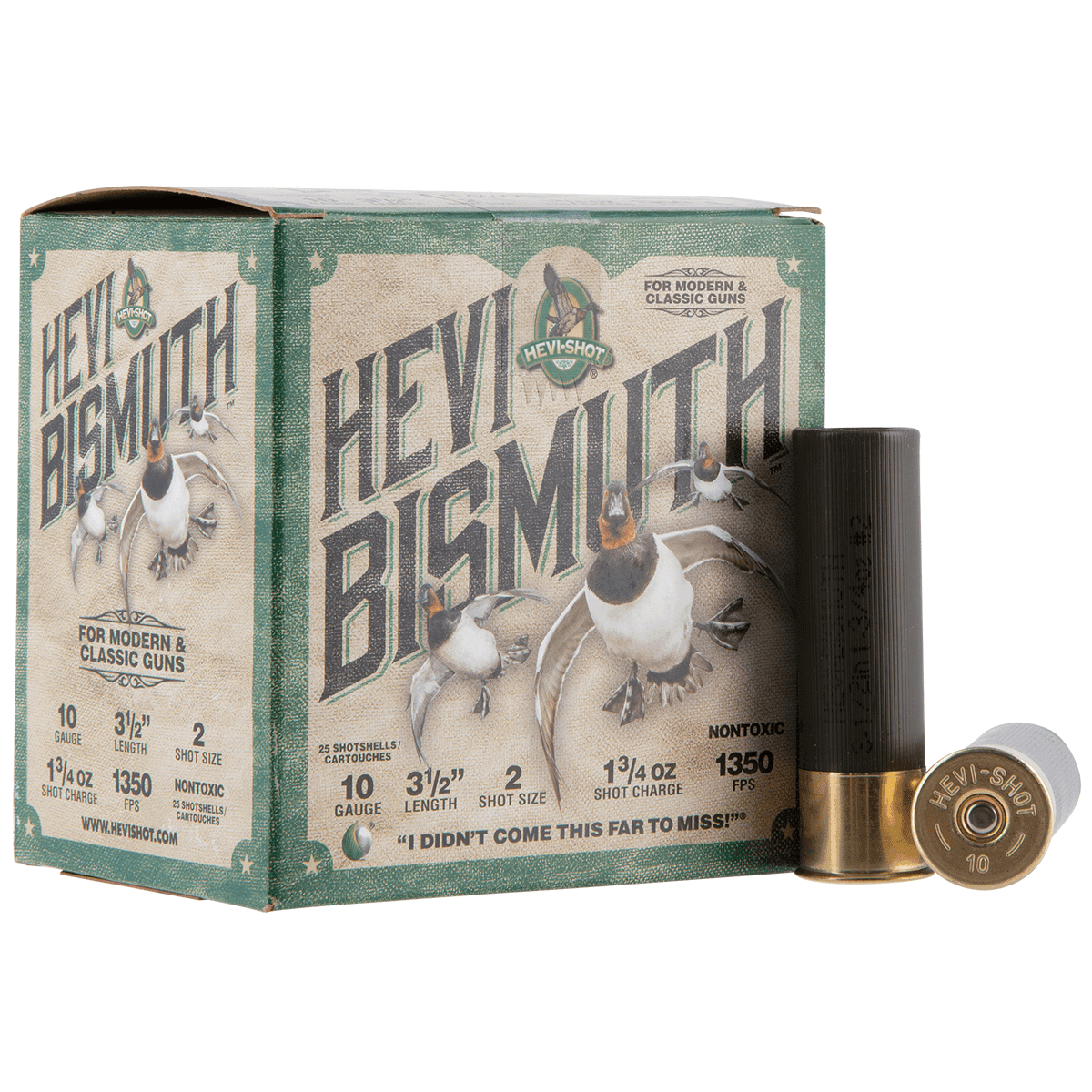 HEVI-Shot HEVI-Bismuth 10 Gauge 3.50" 1 3/4 oz Bismuth 2 Shot 25 Per Box HEVI-Shot HEVI-Bismuth 10 Gauge 3.50" 1 3/4 oz Bismuth 2 Shot 25 Per Box