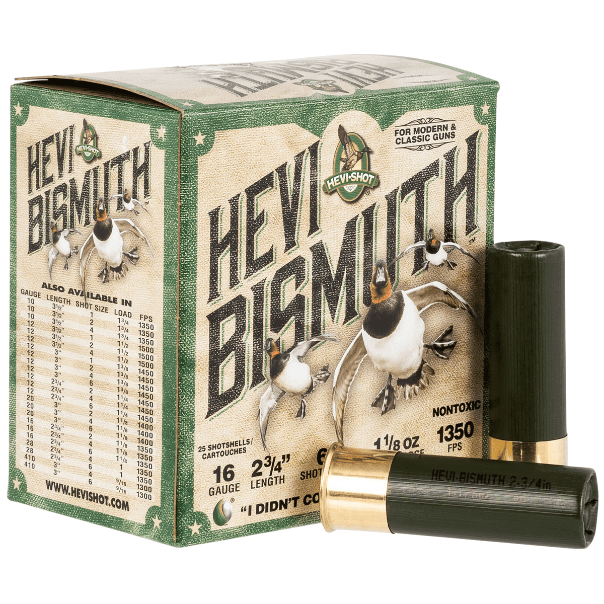 HEVI-Shot HEVI-Bismuth 16 Gauge 2.75" 1 1/8 oz Bismuth 6 Shot 25 Per Box HEVI-Shot HEVI-Bismuth 16 Gauge 2.75" 1 1/8 oz Bismuth 6 Shot 25 Per Box