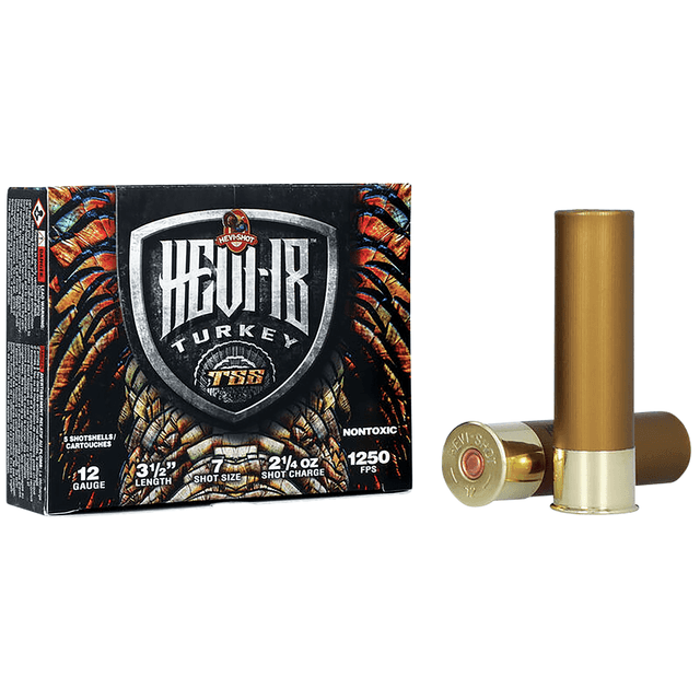 HEVI-Shot HEVI-18 TSS Turkey 12 Gauge 3.50" 2 1/4 oz Tungsten 7 Shot 5 Per Box HEVI-Shot HEVI-18 TSS Turkey 12 Gauge 3.50" 2 1/4 oz Tungsten 7 Shot 5 Per Box