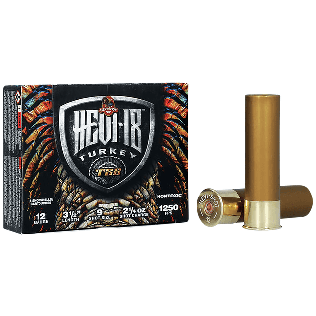 HEVI-Shot HEVI-18 TSS Turkey 12 Gauge 3.50" 2 1/4 oz Tungsten 9 Shot 5 Per Box HEVI-Shot HEVI-18 TSS Turkey 12 Gauge 3.50" 2 1/4 oz Tungsten 9 Shot 5 Per Box