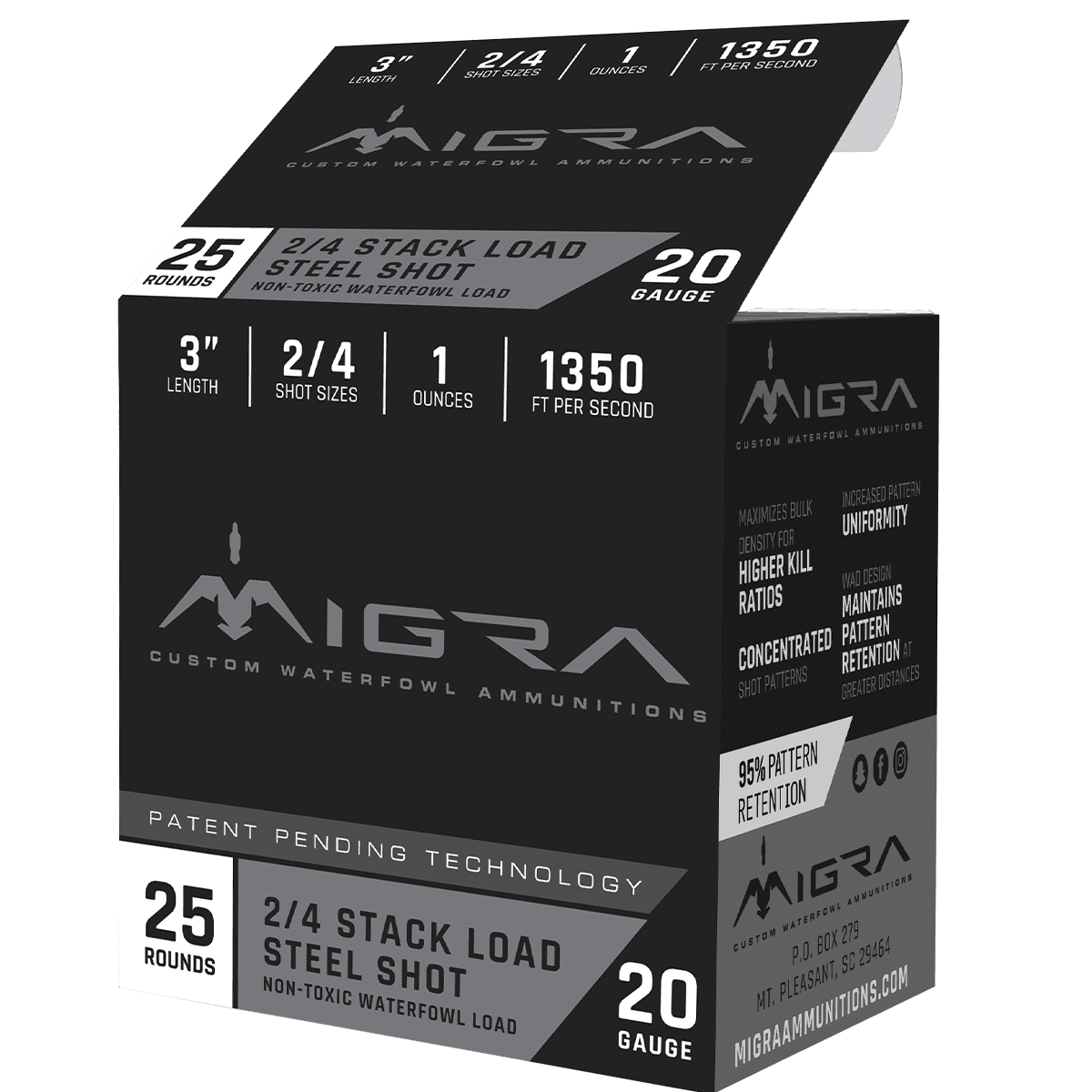 Migra Ammunitions Combinational 20 Gauge 3" 1 oz 2/4 Shot 25 Per Box Migra Ammunitions Combinational 20 Gauge 3" 1 oz 2/4 Shot 25 Per Box