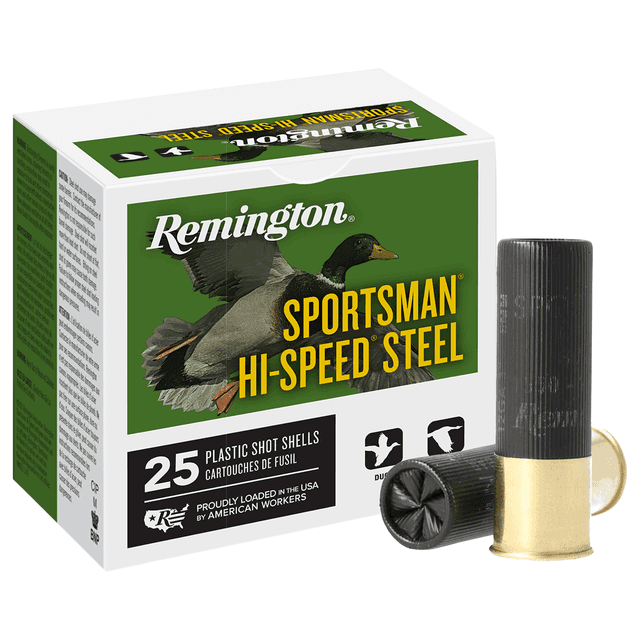 Remington Ammunition Sportsman Hi-Speed Steel 12 Gauge 3" 1 1/8 oz 4 Shot 25 Per Box Remington Ammunition Sportsman Hi-Speed Steel 12 Gauge 3" 1 1/8 oz 4 Shot 25 Per Box