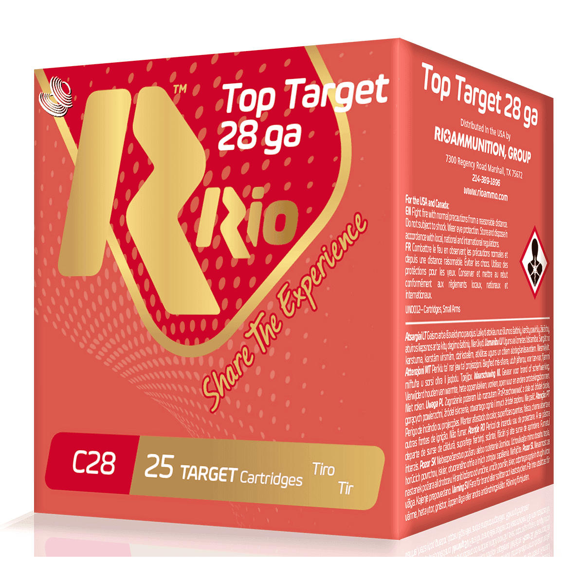 Rio Ammunition Top Target 28 Gauge 2.75" 3/4 oz 9 Shot 25 Per Box Rio Ammunition Top Target 28 Gauge 2.75" 3/4 oz 9 Shot 25 Per Box