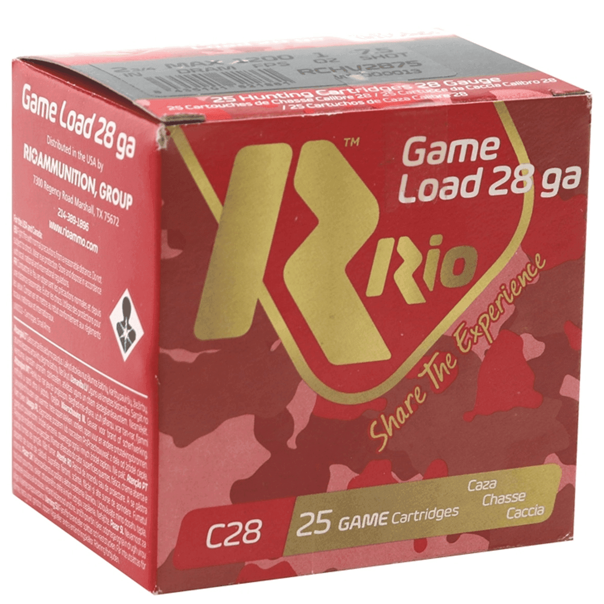 Rio Ammunition Game Load Heavy Field 28 Gauge 2.75" 1 oz 7.5 Shot 25 Per Box Rio Ammunition Game Load Heavy Field 28 Gauge 2.75" 1 oz 7.5 Shot 25 Per Box