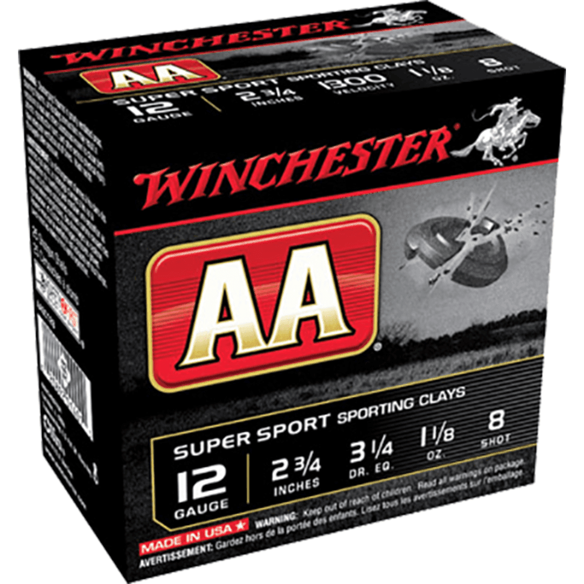 Winchester Ammo AA Super Sport Sporting Clay 12 Gauge 2.75" 1 1/8 oz 8 Shot 25 Per Box Winchester Ammo AA Super Sport Sporting Clay 12 Gauge 2.75" 1 1/8 oz 8 Shot 25 Per Box