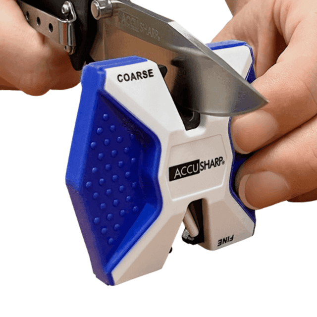 AccuSharp 342C 2-Step Knife Sharpener Hand Held Diamond Tungsten Carbide Sharpener Coarse/Fine Blue/White AccuSharp 342C 2-Step Knife Sharpener Hand Held Diamond Tungsten Carbide Sharpener Coarse/Fine Blue/White