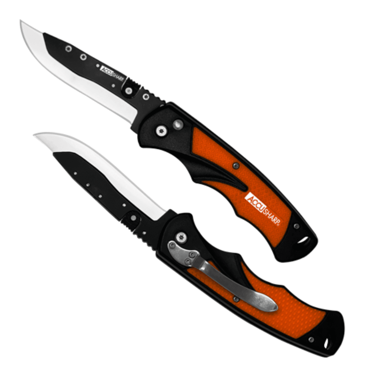 AccuSharp 741C Replaceable Blade Razor 3.50" Folding Plain Stainless Steel Blade/Blaze Orange Ergonomic Anti-Slip Anodized Aluminum Handle/ Includes 2 Replacement Blades/Belt Clip AccuSharp 741C Replaceable Blade Razor 3.50" Folding Plain Stainless Steel Blade/Blaze Orange Ergonomic Anti-Slip Anodized Aluminum Handle/ Includes 2 Replacement Blades/Belt Clip