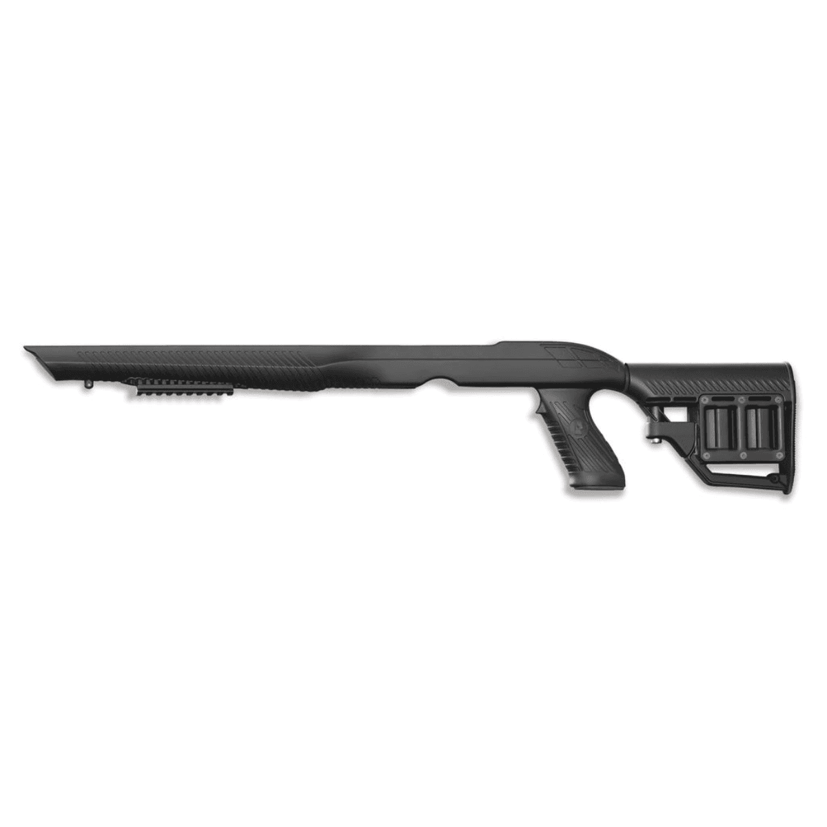 ADAPTIVE TACTICAL 1081039 Tac-Hammer RM4 Black Synthetic, Adjustable Stock with Magazine Compartments, Removable Barrel Inserts, Stowaway Accessory Rail, Fits Ruger 10/22 (Most Barrel Contours) ADAPTIVE TACTICAL 1081039 Tac-Hammer RM4 Black Synthetic, Adjustable Stock with Magazine Compartments, Removable Barrel Inserts, Stowaway Accessory Rail, Fits Ruger 10/22 (Most Barrel Contours)