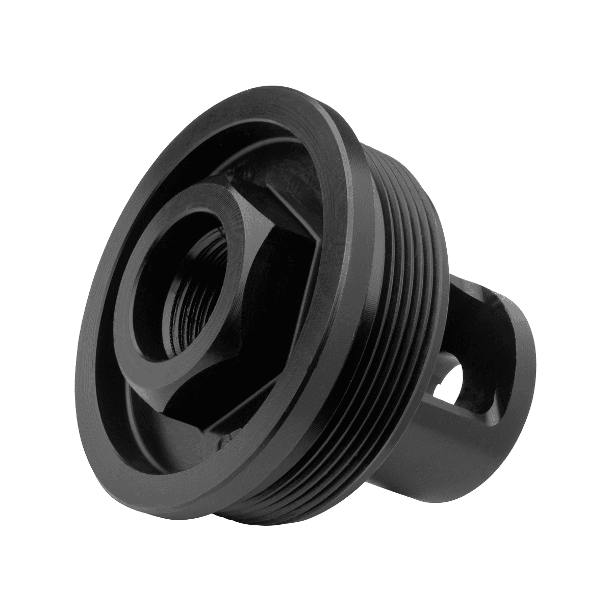 ADVANCED ARMAMENT COMPANY 65011 Flange Indexing Direct-Thread Adapter 5/8"-24 tpi, Muzzle Brake Design, 1-3/8"-24 tpi Socket ADVANCED ARMAMENT COMPANY 65011 Flange Indexing Direct-Thread Adapter 5/8"-24 tpi, Muzzle Brake Design, 1-3/8"-24 tpi Socket
