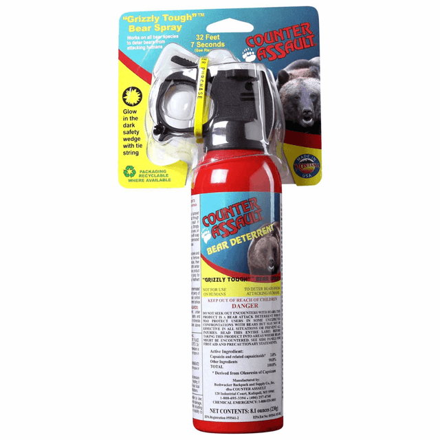 Counter Assault 15067024 Bear Spray Capsaicin Range 32 ft-7 Seconds 8.10 oz Counter Assault 15067024 Bear Spray Capsaicin Range 32 ft-7 Seconds 8.10 oz