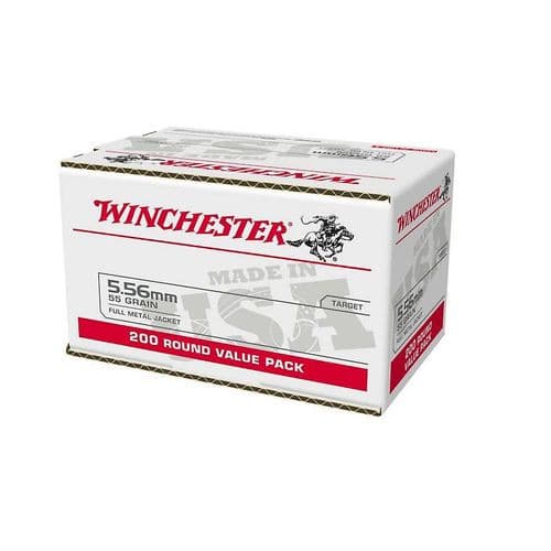 Winchester USA 5.56 NATO Ammunition 200 Rounds 55 Grain Full Metal Jacket Winchester USA 5.56 NATO Ammunition 200 Rounds 55 Grain Full Metal Jacket