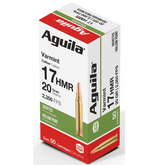 Aguila 1B222347 Target & Range Varmint 17 HMR 20 gr Jacket Hollow Point 50 Per Box/ 20 Case Aguila 1B222347 Target & Range Varmint 17 HMR 20 gr Jacket Hollow Point 50 Per Box/ 20 Case