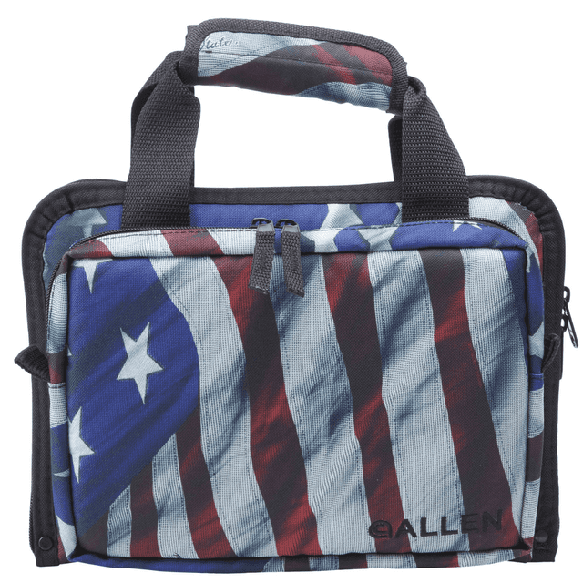 Allen 7609 Victory Duplex Handgun Case Victory Stars & Stripes Endura w/Black Trim, Foam Padding & Lockable Zipper Holds up to 2 Handguns 13.25" x 8.75" Interior Dimensions Allen 7609 Victory Duplex Handgun Case Victory Stars & Stripes Endura w/Black Trim, Foam Padding & Lockable Zipper Holds up to 2 Handguns 13.25" x 8.75" Interior Dimensions