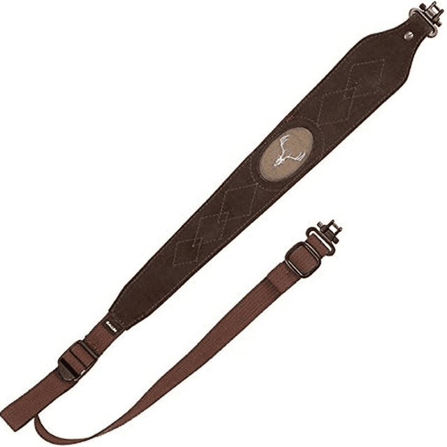 Allen 8140 Big Game Rifle Sling w/Swivels Brown Suede w/Embroidered Deer Silhouette Adjustable Length 25" to 38" Non-Slip Suede Lining Allen 8140 Big Game Rifle Sling w/Swivels Brown Suede w/Embroidered Deer Silhouette Adjustable Length 25" to 38" Non-Slip Suede Lining
