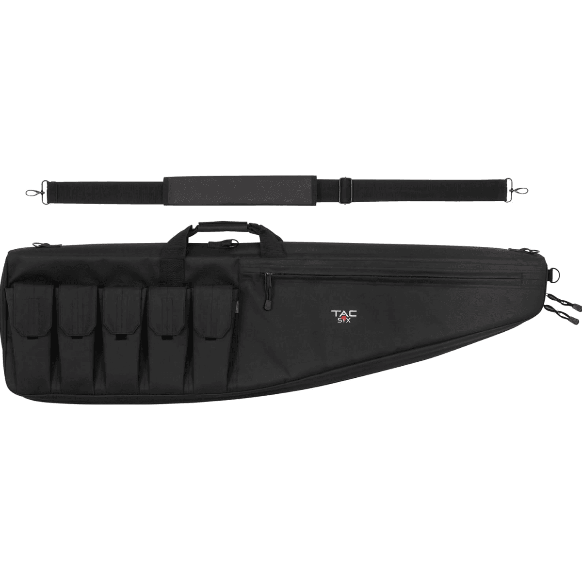 Tac Six 10931 Duty Tactical Rifle Case made of Endura with Black Finish, Lockable Zippers, Adjustable Mag Pockets, Padded Internal Zipper Shield & Securing Strap System 42" L Tac Six 10931 Duty Tactical Rifle Case made of Endura with Black Finish, Lockable Zippers, Adjustable Mag Pockets, Padded Internal Zipper Shield & Securing Strap System 42" L