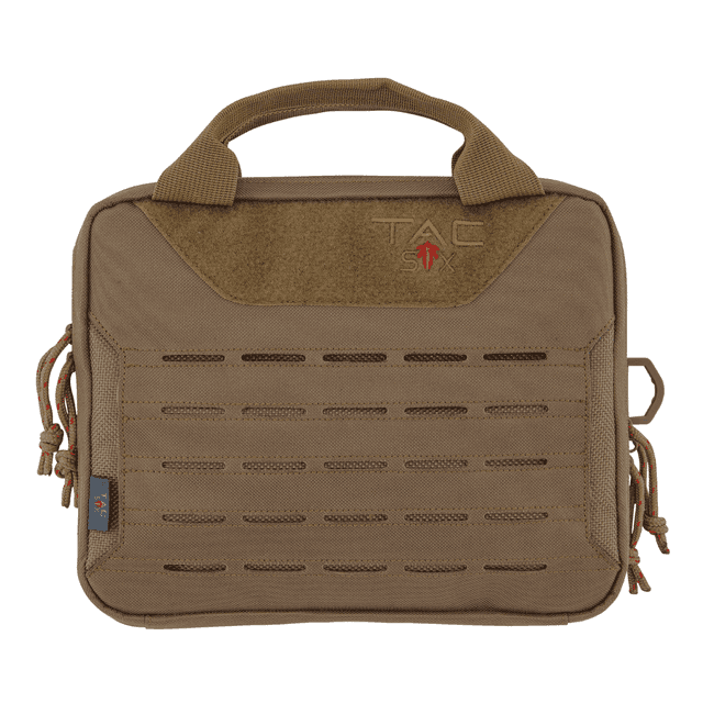 Tac Six 10816 Crew Tactical Pistol Case made of Coyote 600D Polyester with MOLLE System, Lockable Compartments, Storage Pockets, 600D Lining & Carry Handel 10" L x 3" W x 8" H Interior Dimensions Holds up to 2 Handguns Tac Six 10816 Crew Tactical Pistol Case made of Coyote 600D Polyester with MOLLE System, Lockable Compartments, Storage Pockets, 600D Lining & Carry Handel 10" L x 3" W x 8" H Interior Dimensions Holds up to 2 Handguns