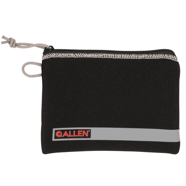 Allen 3626 Pistol Pouch Black Polyester w/Lockable Zippers, ID Label & Fleece Lining Holds Compact Size Handgun 5" L x 7" W Interior Dimensions Allen 3626 Pistol Pouch Black Polyester w/Lockable Zippers, ID Label & Fleece Lining Holds Compact Size Handgun 5" L x 7" W Interior Dimensions