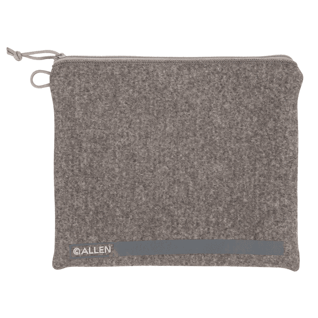 Allen 3629 Pistol Pouch Gray Polyester w/Lockable Zippers, ID Label & Fleece Lining Holds Oversized Handgun 9" L x 11" W Interior Dimensions Allen 3629 Pistol Pouch Gray Polyester w/Lockable Zippers, ID Label & Fleece Lining Holds Oversized Handgun 9" L x 11" W Interior Dimensions