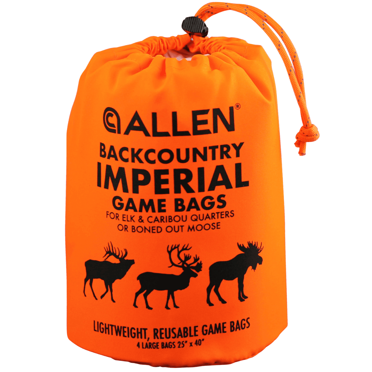 Allen 6590 BackCountry Imperial Elk Game Bag Set Orange Polyester 4 Bags Allen 6590 BackCountry Imperial Elk Game Bag Set Orange Polyester 4 Bags