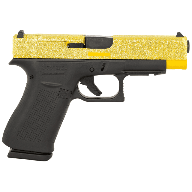 Glock Custom Gold Glitter G48 Compact Slim 9mm Semi Automatic Pistol Glock Custom Gold Glitter G48 Compact Slim 9mm Semi Automatic Pistol