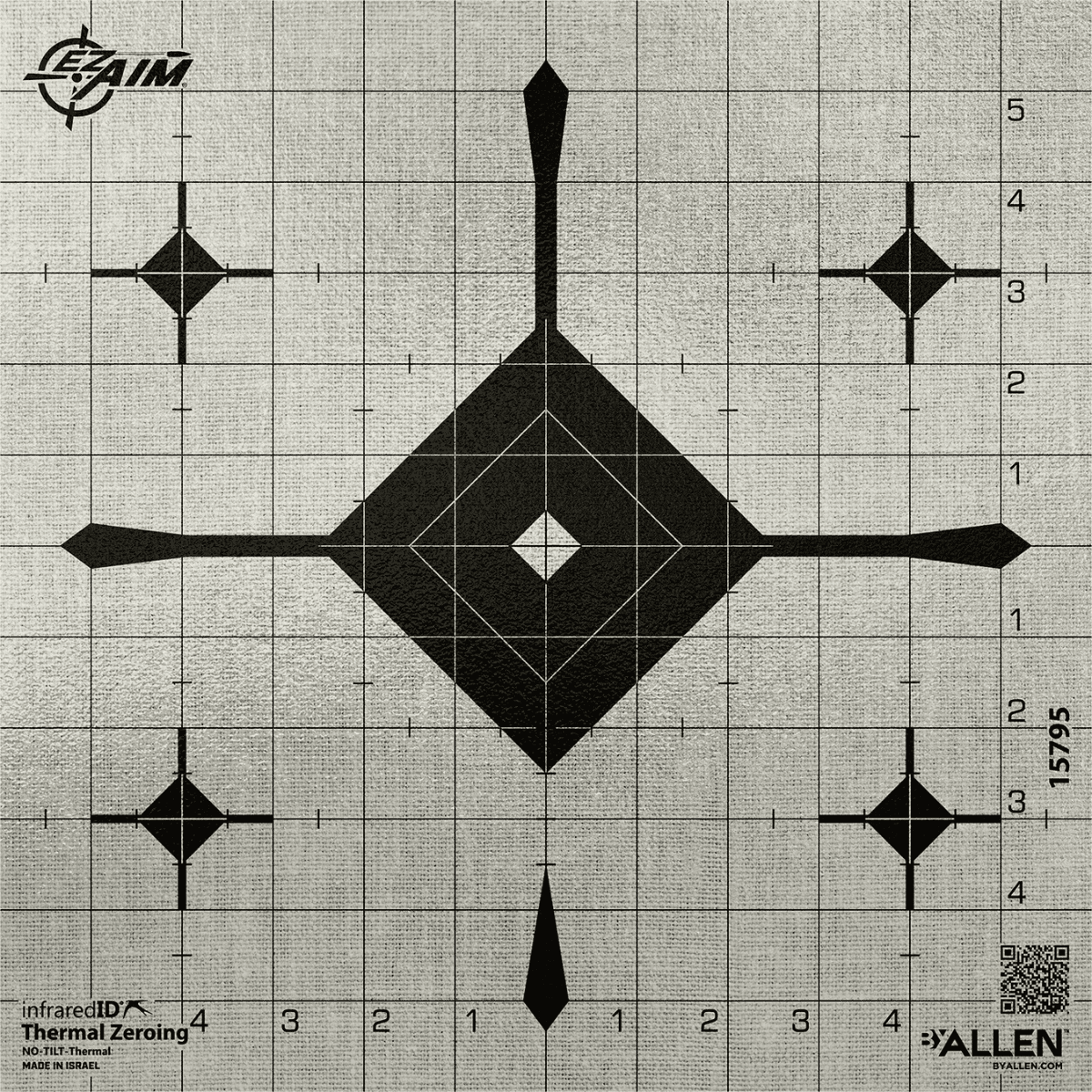 Allen 15795 EZ-Aim Thermal ID Grid Bullseye Paper 12" x 12" Gray, 12 Targets Allen 15795 EZ-Aim Thermal ID Grid Bullseye Paper 12" x 12" Gray, 12 Targets