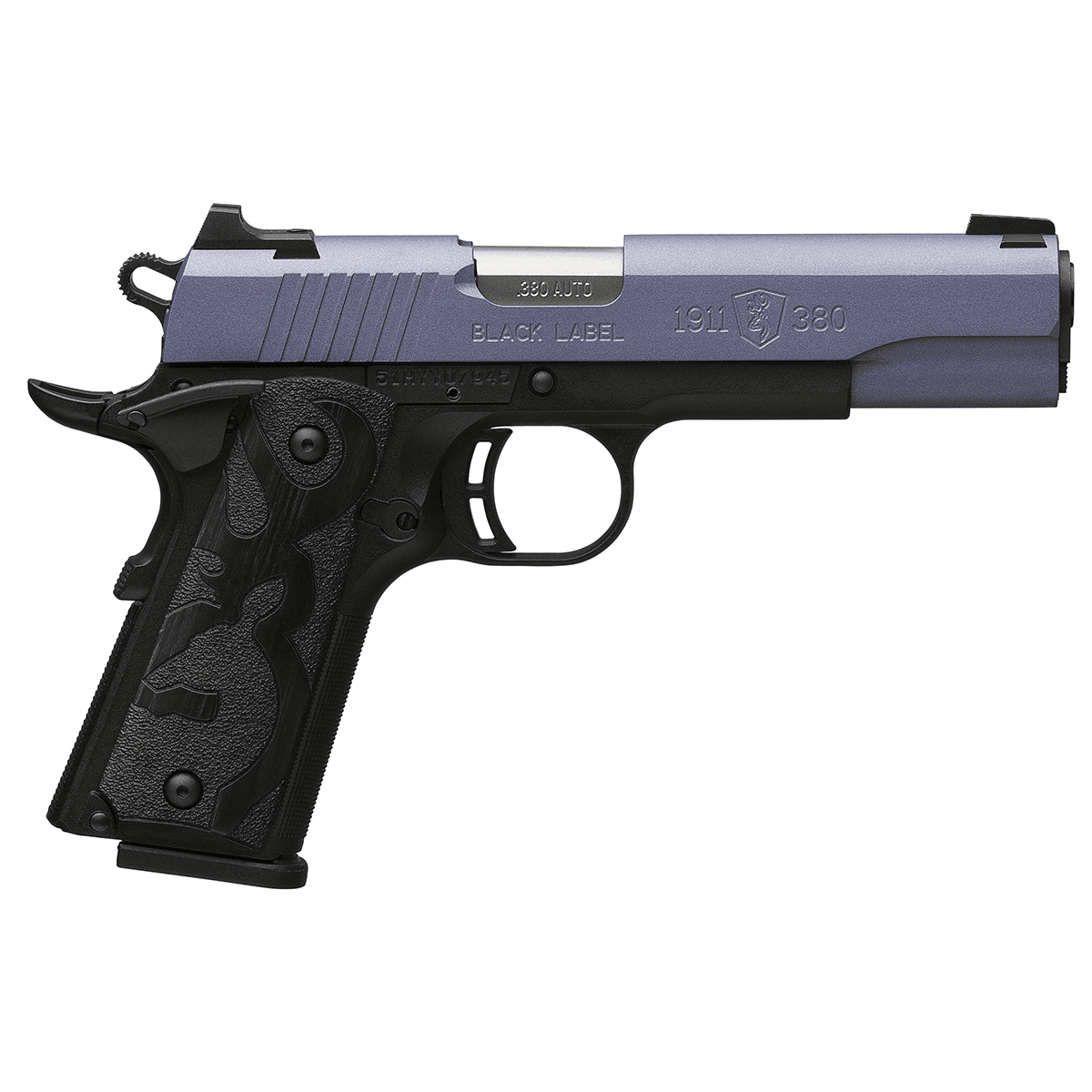 Browning 1911-380 Black Label Compact Frame - 380 ACP, 8+1 Capacity, 3.63" Matte Stainless Steel Barrel, Crushed Orchid Cerakote Serrated Slide, Matte Black Polymer Frame with Beavertail - 051986492 Browning 1911-380 Black Label Compact Frame - 380 ACP, 8+1 Capacity, 3.63" Matte Stainless Steel Barrel, Crushed Orchid Cerakote Serrated Slide, Matte Black Polymer Frame with Beavertail - 051986492
