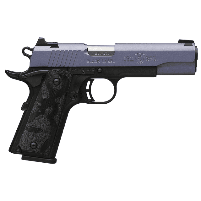 Browning 1911-380 Black Label Compact Frame - 380 ACP, 8+1 Capacity, 3.63" Matte Stainless Steel Barrel, Crushed Orchid Cerakote Serrated Slide, Matte Black Polymer Frame with Beavertail - 051986492 Browning 1911-380 Black Label Compact Frame - 380 ACP, 8+1 Capacity, 3.63" Matte Stainless Steel Barrel, Crushed Orchid Cerakote Serrated Slide, Matte Black Polymer Frame with Beavertail - 051986492