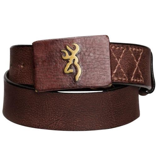 Browning Men's Leather Brass Buck Belt Browning Men's Leather Brass Buck Belt
