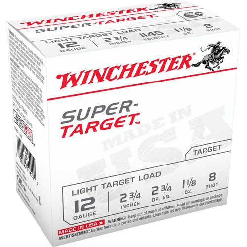 Winchester Ammo Super Target Light Target 12 Gauge 2.75" 1 1/8 oz 8 Shot 25 Per Box - TRGT128 Winchester Ammo Super Target Light Target 12 Gauge 2.75" 1 1/8 oz 8 Shot 25 Per Box - TRGT128