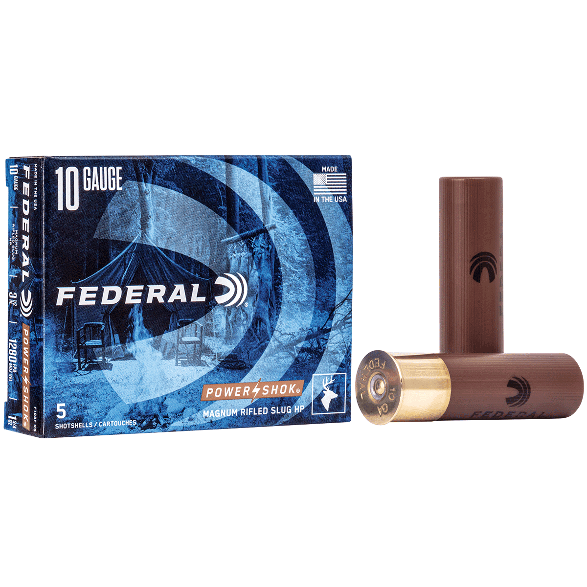 Federal Power-Shok 10ga 3-1/2" Rifled Slug 1-3/4oz 5 Rnd Box Federal Power-Shok 10ga 3-1/2" Rifled Slug 1-3/4oz 5 Rnd Box