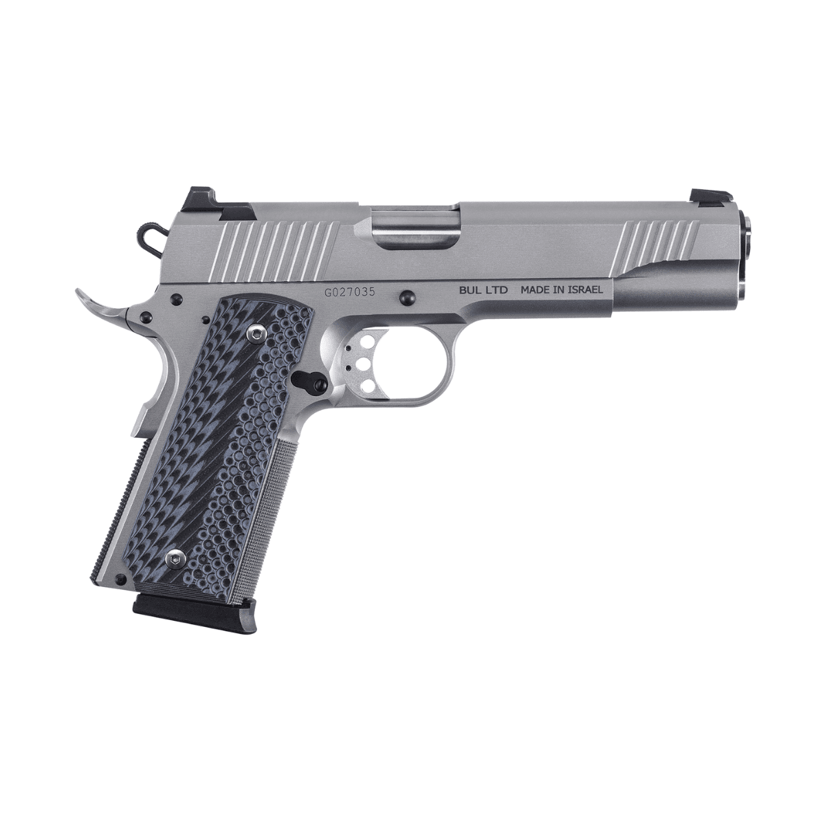 Magnum Research DE1911G9SS 1911G 9mm Luger 8+1, 5" Stainless Steel Bull Barrel, Stainless Serrated Steel Slide, Stainless Steel Frame w/Checkered Front Strap & Beavertail, Black/Gray G10 Grip, Beavertail Grip/Manual Thumb Safety Magnum Research DE1911G9SS 1911G 9mm Luger 8+1, 5" Stainless Steel Bull Barrel, Stainless Serrated Steel Slide, Stainless Steel Frame w/Checkered Front Strap & Beavertail, Black/Gray G10 Grip, Beavertail Grip/Manual Thumb Safety