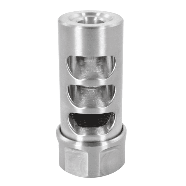 American Precision Arms G2M1265S Gen 2 Micro Bastard Self Timing Brake Stainless Steel with 1/2"-28 tpi Threads, 1.86" OAL & .750" Diameter for 6.5 Cal Small Barrel AR-Platform & Hunting Rifles American Precision Arms G2M1265S Gen 2 Micro Bastard Self Timing Brake Stainless Steel with 1/2"-28 tpi Threads, 1.86" OAL & .750" Diameter for 6.5 Cal Small Barrel AR-Platform & Hunting Rifles