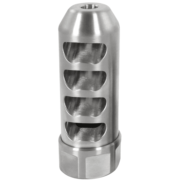 American Precision Arms G2F5838S Gen 2 Fat Bastard Self Timing Brake Stainless Steel with 5/8"-24 tpi Threads, 3.30" OAL & 1.115" Diameter for 338 Cal Rifle American Precision Arms G2F5838S Gen 2 Fat Bastard Self Timing Brake Stainless Steel with 5/8"-24 tpi Threads, 3.30" OAL & 1.115" Diameter for 338 Cal Rifle