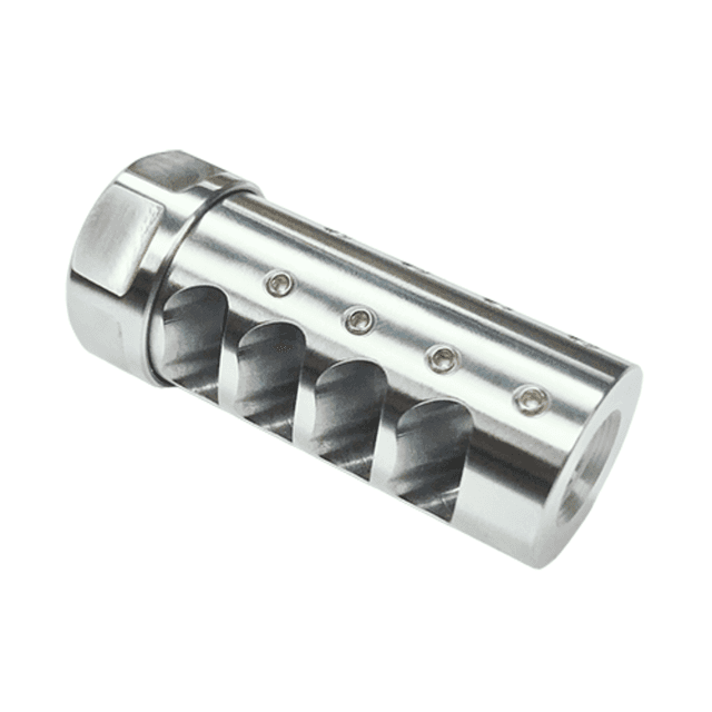 American Precision Arms G3L5830S Gen 3 Little Bastard Self Timing Brake Stainless Steel with 5/8"-24 tpi Threads, 2.55" OAL & 1" Diameter for 30 Cal Rifle American Precision Arms G3L5830S Gen 3 Little Bastard Self Timing Brake Stainless Steel with 5/8"-24 tpi Threads, 2.55" OAL & 1" Diameter for 30 Cal Rifle