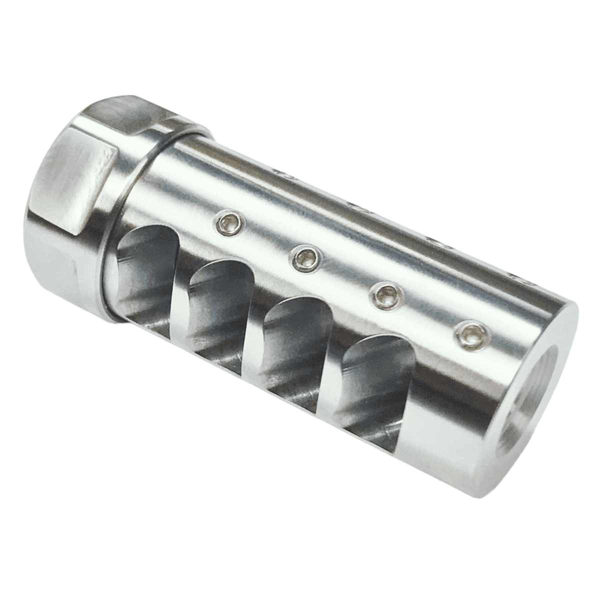 American Precision Arms G3L5838S Gen 3 Little Bastard Self Timing Brake Stainless Steel with 5/8"-24 tpi Threads, 2.55" OAL & 1" Diameter for 338 Cal Rifle American Precision Arms G3L5838S Gen 3 Little Bastard Self Timing Brake Stainless Steel with 5/8"-24 tpi Threads, 2.55" OAL & 1" Diameter for 338 Cal Rifle