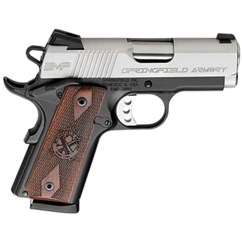 Springfield Armory EMP 1911 .40 S&W Semi Auto Pistol Luger 3" Match Grade Barrel 8 Rounds Tritium Night Sights Wood Grips Black Springfield Armory EMP 1911 .40 S&W Semi Auto Pistol Luger 3" Match Grade Barrel 8 Rounds Tritium Night Sights Wood Grips Black
