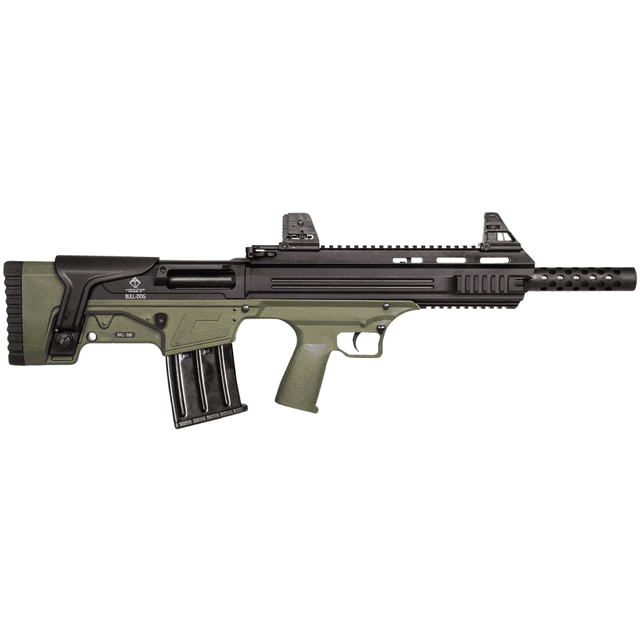ATI ATIG20BDG Bulldog 20 Gauge Semi-Auto 3" 5+1 18.50" Black Steel Barrel, Black Aluminum Receiver, Picatinny Mount, Green Fixed Bullpup Stock ATI ATIG20BDG Bulldog 20 Gauge Semi-Auto 3" 5+1 18.50" Black Steel Barrel, Black Aluminum Receiver, Picatinny Mount, Green Fixed Bullpup Stock