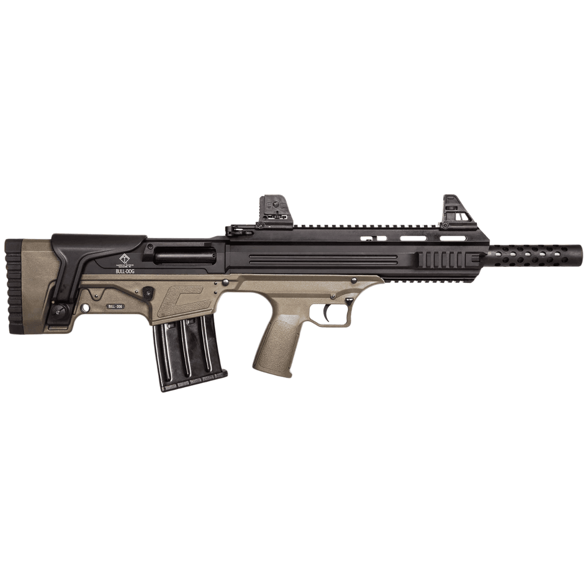ATI ATIG20BDT Bulldog 20 Gauge Semi-Auto 3" 5+1 18.50" Black Steel Barrel, Matte Black Aluminum Receiver, Picatinny Mount, Tan Fixed Bullpup Stock ATI ATIG20BDT Bulldog 20 Gauge Semi-Auto 3" 5+1 18.50" Black Steel Barrel, Matte Black Aluminum Receiver, Picatinny Mount, Tan Fixed Bullpup Stock