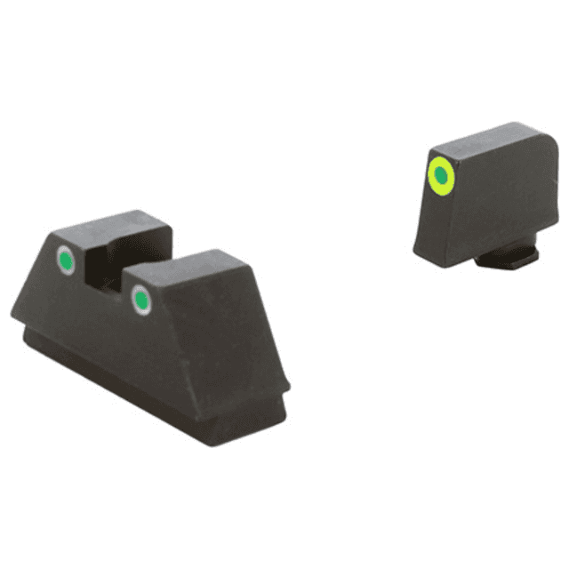 AmeriGlo GL333 Optic Compatible Sight Set for Glock Black | XL Tall Green Tritium with Lumigreen Outline Front Sight XL Tall Green Tritium with White Outline Rear Sight AmeriGlo GL333 Optic Compatible Sight Set for Glock Black | XL Tall Green Tritium with Lumigreen Outline Front Sight XL Tall Green Tritium with White Outline Rear Sight